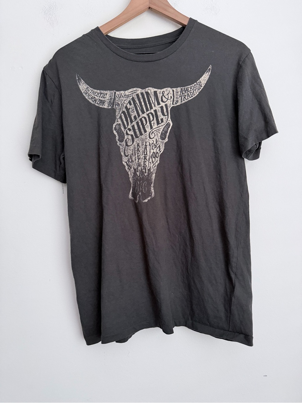 Ralph Lauren Denim & Supply Longhorn Graphic Tee skull grey vintage